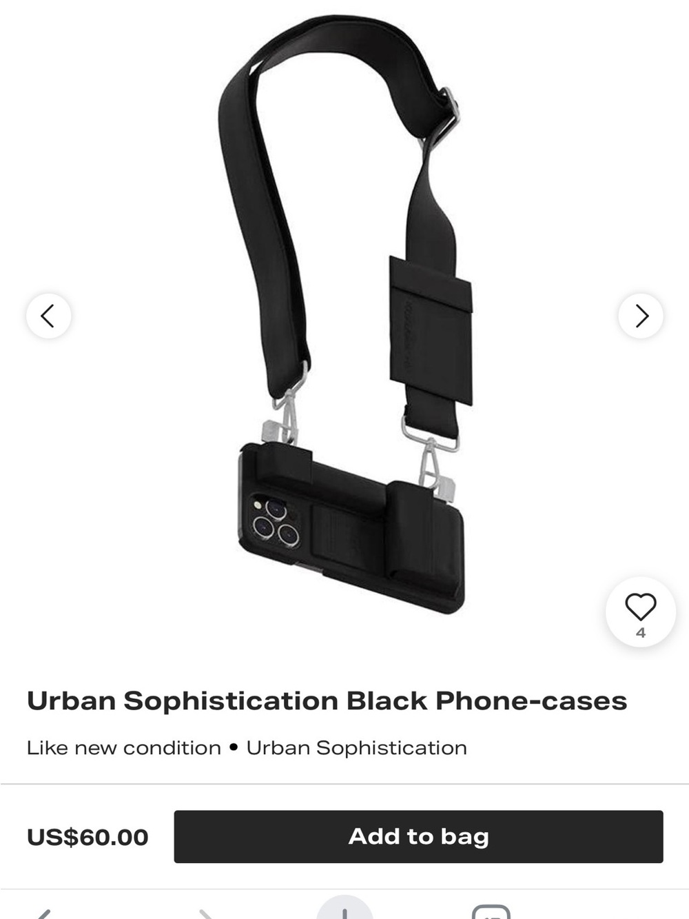 Urban Sophistication Black Crossbody Phone Case with Wide Adjustable Strap